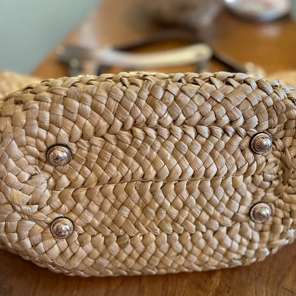 Michael Kors Hand-Woven Straw Leather Trim ToteSantorini Summer Straw Purse - Picture 3 of 12